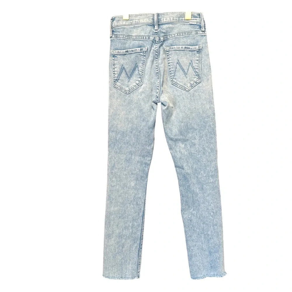 Mother The Mid Rise Dazzler Ankle Fray Jeans Reading By‎ The Pool Light Blue 26